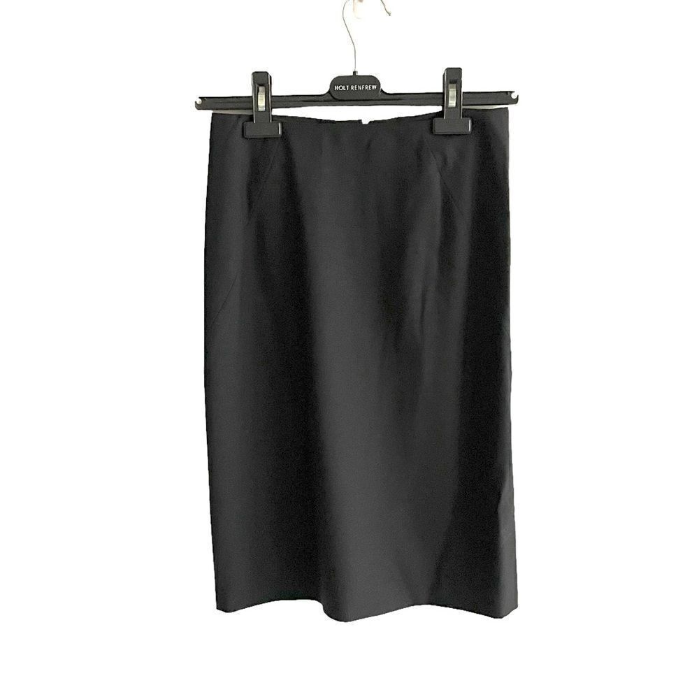 THEORY Black Wool Stretch Pencil Skirt Knee Length Midi Size 00